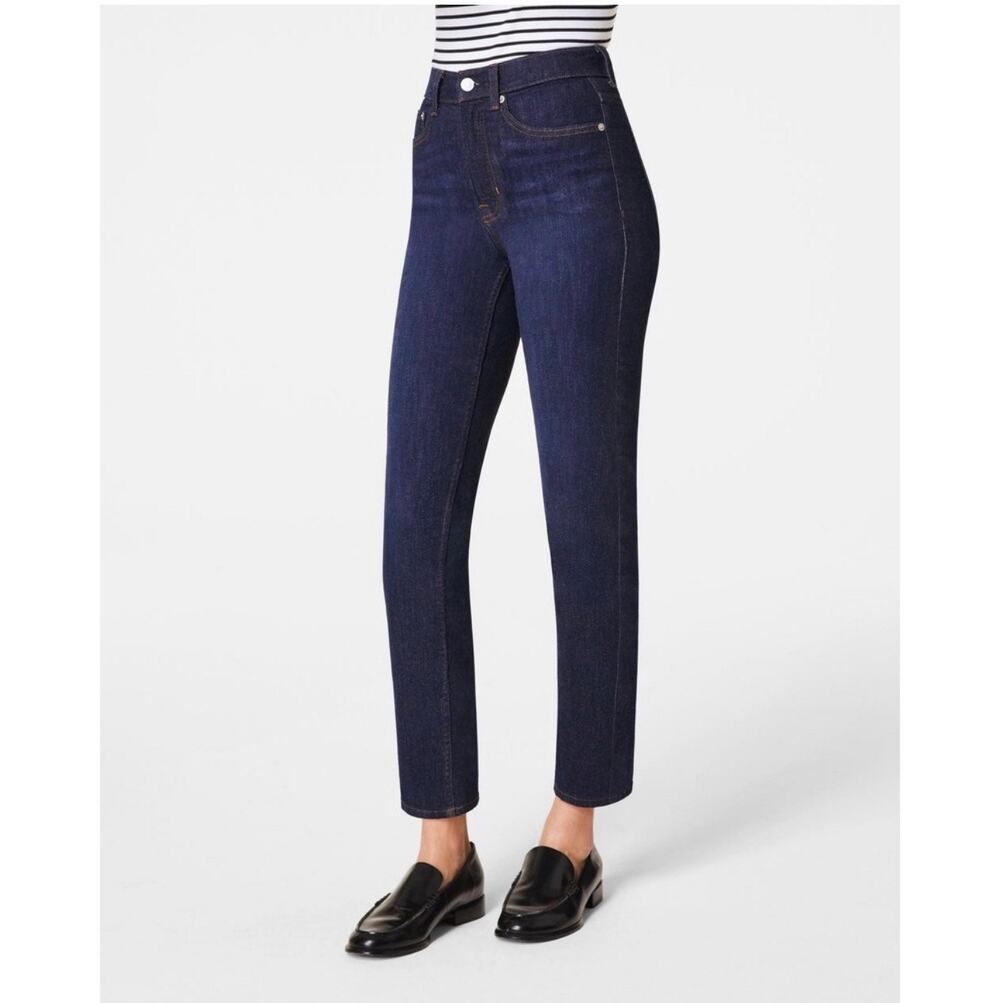 Spanx Jeans Womens 10 Blue ReDefine Slim Straight Hayward Wash Dark Lycra Denim